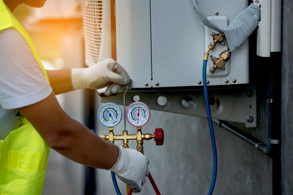 Air Conditioning Repair With Pressure Gauge And Air Purifier